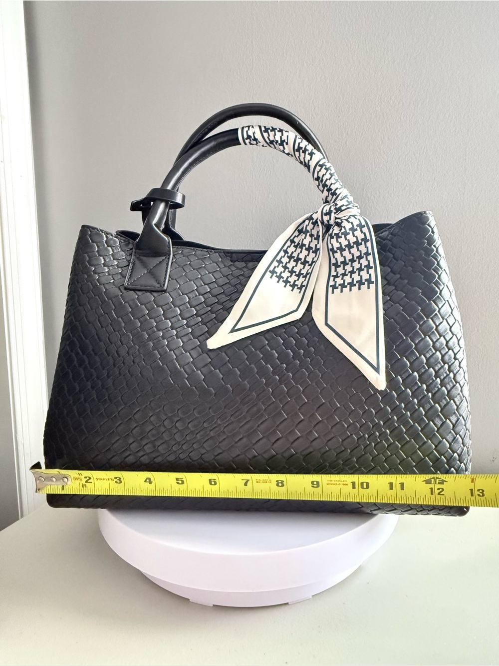 3pcs set of Black Woven Tote Bag with Matching Pouch - Picture 7 of 8